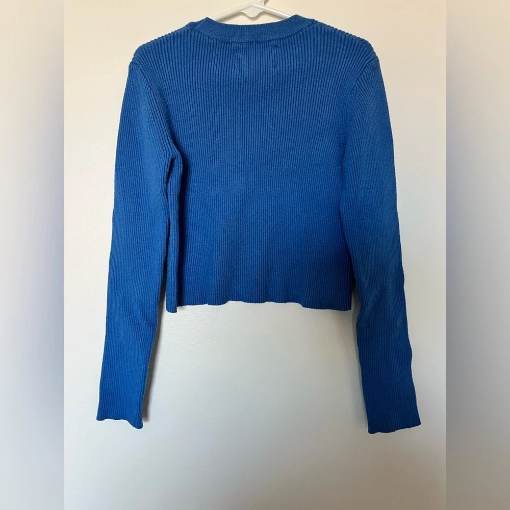 Zara Kids ribbed-knit cropped sweater blue - Picture 4 of 7
